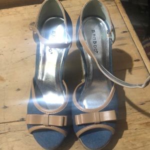 Denim and brown espadrilles